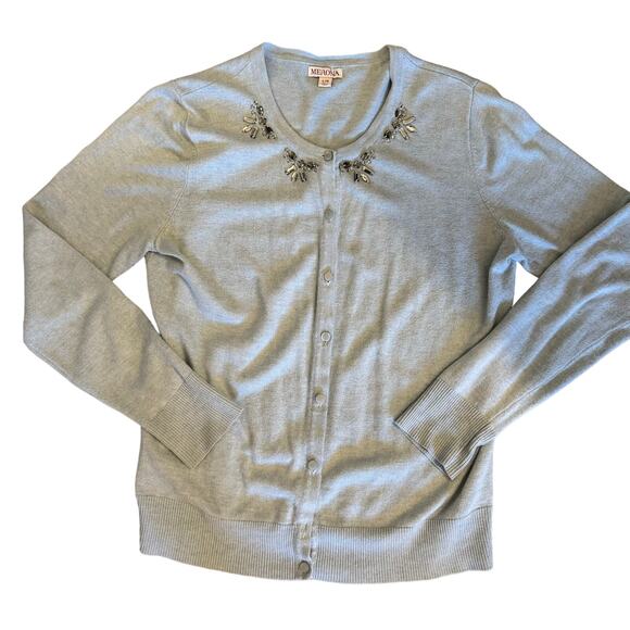 Merona Cardigan Light Blue Gem Collar SIze L - Picture 1 of 5